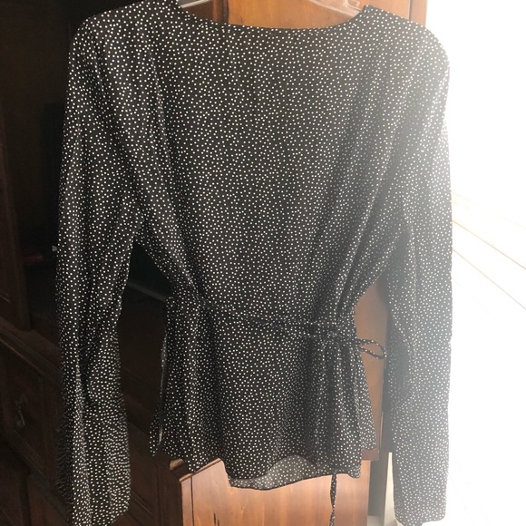 Polka Dot Wrap Top with Bell Sleeves, NWOT - Picture 2 of 5